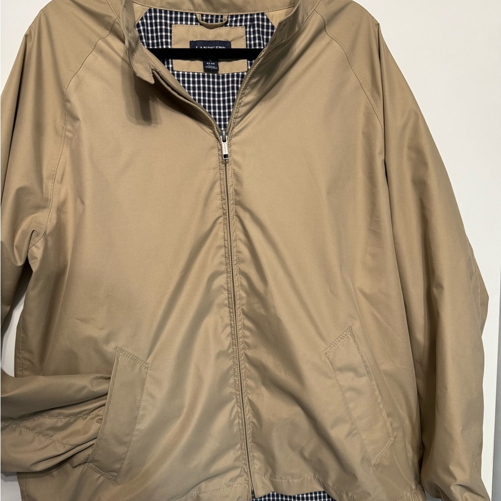 Men's Tan Khaki Lands’End Jacket Size 42/44 Casual Dress Jacket